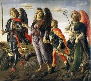 Francesco Botticini Tobias and the ore angels Michael, Rafael and Gabriel oil painting on canvas